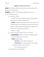 ARE 201 Week 1 Notes Ch. 1 and 2