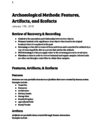 1/17/18 Features, Artifacts, and Ecofacts