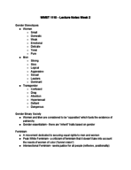 WMST 1110 - Week 2 Notes