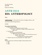 ANTH2414, Week 2 