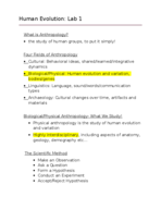 Human Evolution LAB Notes (KSU) Week 1