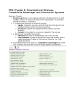 MIS: Chapter 2: Organizational Strategy, Competitive Advantage, and Info Systems