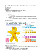 PSYC 3F20 CH 10: Sexual Dysfunctions, Paraphilic Disorders, and Gender Dysphoria