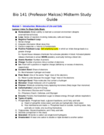 Bio Midterm 1 Study Guide