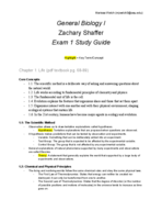 BIO 181, Exam 1 Study Guide