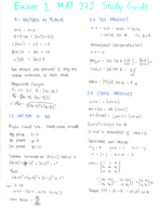 MAT 272 EXAM 1 STUDY GUIDE
