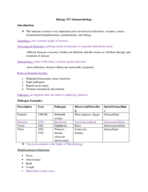 Biology 537: Immunobiology Exam 1 Study Guide