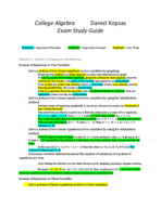 College Algebra Exam 1 Study Guide