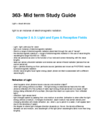 MID TERM Study Guide: 363 - Sensation and Perception 