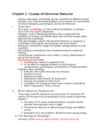 Chapter 2 Abnormal Psychology Notes: Causes of Abnormal Behavior