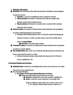 Economics 120 Principles of Microeconomics - Midterm 1 Study Guide