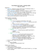 Soc 202 Exam 1 Study Guide