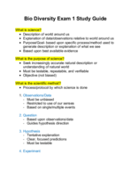 Bio Diversity Exam 1 Study Guide 