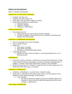 Week 3 Notes Adolescent Development