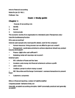 Exam 1 study guide- Intro to accounting (Chapters 1,2,3)