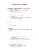 General Chemistry Exam One Study Guide 