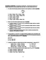 Chem 112 Study guide Equilibrium and thermodynamics