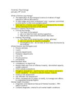 Exam 1 Study Guide - Forensic Psychology
