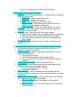 Lesson 8: Organization of the Nervous System