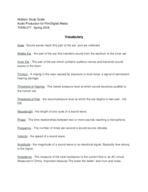 Audio Midterm Study Guide