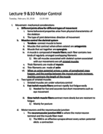 Neuroscience Lectures 9 and 10 Motor Control 