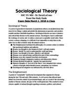 SOC Theory Exam One Study Guide