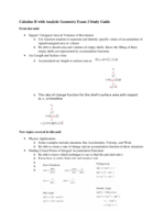 Calculus II with Analytic Geometry Exam 2 Study Guide 