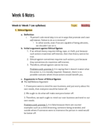 Intro to Ethics: Week 6 Notes 