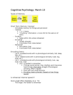 Cognitive Psychology PSY 200 week 10 notes