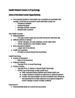 (week 9) Health Related Careers in Psychology notes