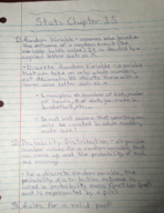 Statistics 201, Week 8 Class Notes
