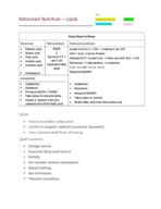 Advanced Nutrition - Lipids Study Guide