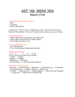 AST 165, Week 10 Notes