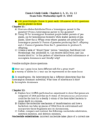 Bio 150 Exam 4 Study Guide