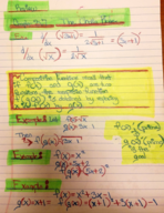 Calculus 1 Study Guide (position function, differentials, derivatives, rate of change/acceleration, power rule, product rule, quotient rule, chain rule, prime of, tangent lines, distance, sin, cos, tan, css, ln, e^x)