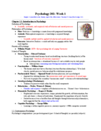 PSYCHOLOGY 202: Midterm 1 Study Guide