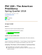 PSC 220 - The American Presidency 