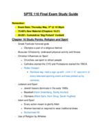 SPTE 110 Final Exam Study Guide