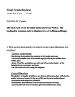 Study Guide for Political Science Final Exam 