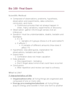 Bio 100- Final Exam Study Guide