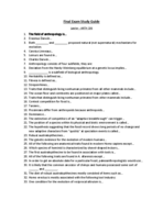 Final Exam Study Guide- Lawler ANTH 196