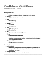 Week 13: Sources & Whistleblowers