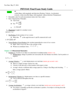 Physics 141- Introduction to Mechanics Final Exam Study Guide