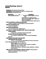 Animal Physiology- Lecture  3, Week 1 Class Notes