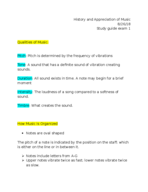 History and Appreciation of Music Exam 1 Study Guide