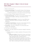 PSY 350 Social Psych Notes Week 1