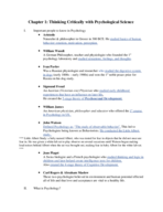 Psychology Chapter 1: Thinking Critically with Psychological Science 