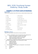 BIOL 3150: Functional Human Anatomy- Exam 1 Study Guide