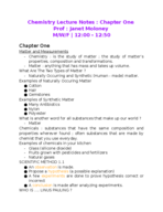 Chapter one - Matter and Measurement 