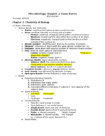 Microbiology Chapter 2 Class Notes 8/30 and 9/4